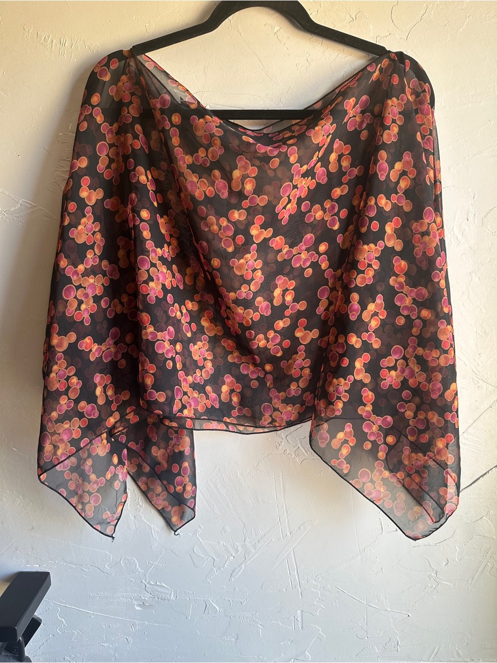 Y2K Sheer Butterfly Sleeve Handkerchief Hem Cape Collection XIIX Orange Black